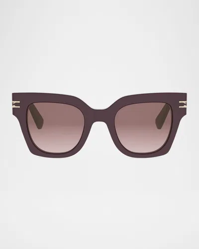 Bvlgari B. Zero1 Acetate Square Sunglasses In Burgundy