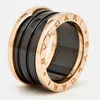 Bvlgari B. Zero1 Black Ceramic 18k Rose Gold 4 Band Ring In Black