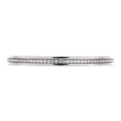 Bvlgari B. Zero1 Cuff Bracelet 18k White Gold With Pave Diamonds In Metallic