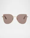 Bvlgari B. Zero1 Metal Square Sunglasses In Gold