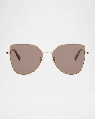 Bvlgari B. Zero1 Metal Square Sunglasses In Gold