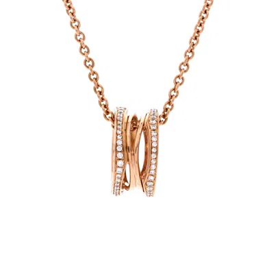 Bvlgari B. Zero1 Open Design Legend Zaha Hadid Pendant Necklace 18k Rose Gold With Diamonds