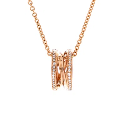 Bvlgari B. Zero1 Open Design Legend Zaha Hadid Pendant Necklace 18k Rose Gold With Diamonds In Gray