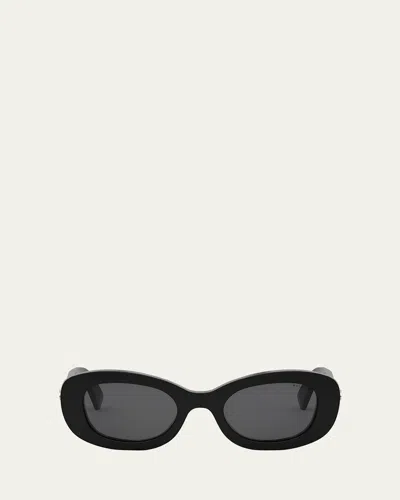Bvlgari B. Zero1 Oval Acetate And Nylon Sunglasses In Shiny Black  Smoke
