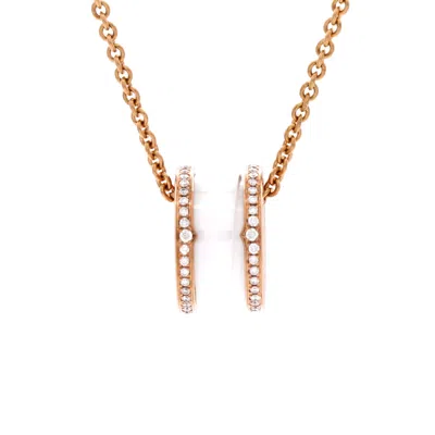 Bvlgari B. Zero1 Pendant Necklace 18k Rose Gold And Ceramic With Diamonds In Multi