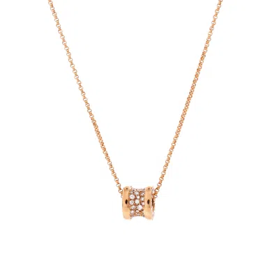 Bvlgari B. Zero1 Pendant Necklace 18k Rose Gold With Pave Diamonds Mini