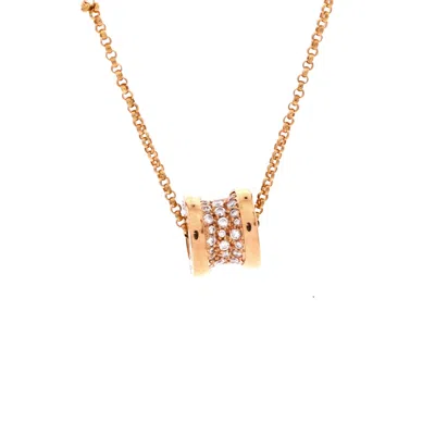 Bvlgari B. Zero1 Pendant Necklace 18k Rose Gold With Pave Diamonds Mini In Silver