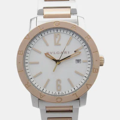 Pre-owned Bvlgari Bb41spg Automatic Men's Wristwatch 41 Mm In White