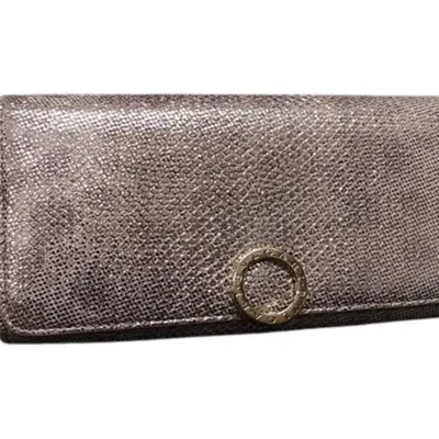 Pre-owned Bvlgari Beige Beige Gold Leather Long Wallet (bi-fold) ()