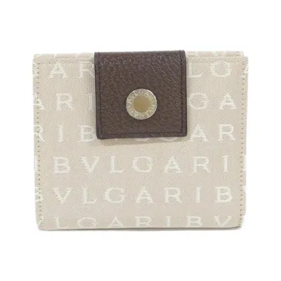 Pre-owned Bvlgari Beige Chocolate Canvas Wallet (bi-fold) () In Beige, Chocolate