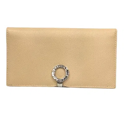 Pre-owned Bvlgari Beige Leather Long Bill Wallet (bi-fold) ()