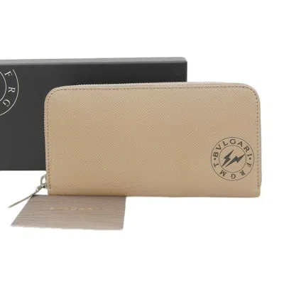 Pre-owned Bvlgari Beige Leather Long Wallet (bi-fold) ()