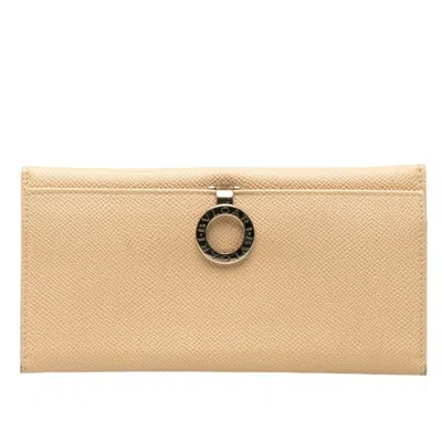 Pre-owned Bvlgari Beige Leather Long Wallet (bi-fold) ()