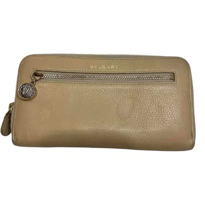 Pre-owned Bvlgari Beige Leather Long Wallet (bi-fold) () In Sand