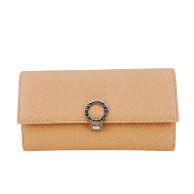 Pre-owned Bvlgari Beige Leather Long Wallet (bi-fold) () In Sand