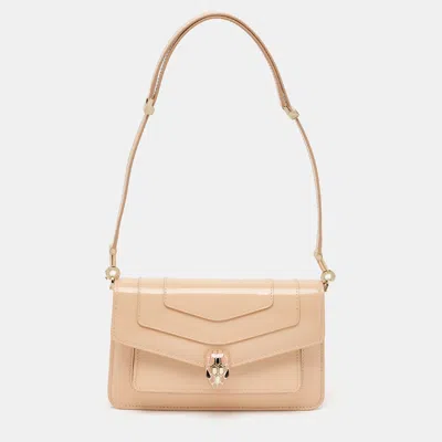 Pre-owned Bvlgari Beige Leather Serpenti Forever East West Shoulder Bag