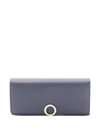 Pre-owned Bvlgari Bi-fold Leather Long Wallet In Blue