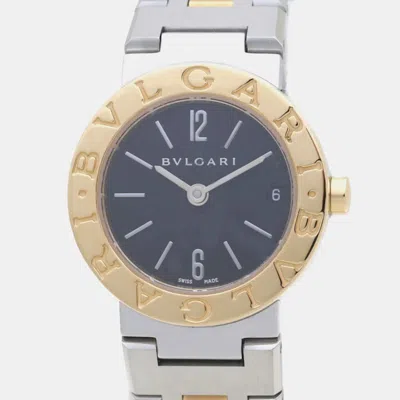 Pre-owned Bvlgari Black 18k Yellow Gold Stainless Steel Tubogas Bb23sg Quartz Women's Wristwatch 23 Mm