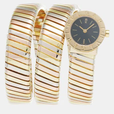Pre-owned Bvlgari Black 18k Yellow/white/pink Gold Tubogas Bb191t Quartz Women's Wristwatch 19 Mm