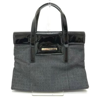 Pre-owned Bvlgari Black Blue Denim Leather Handbag Tote Bag ()