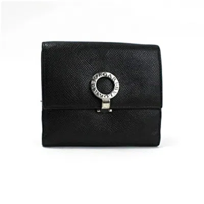 Pre-owned Bvlgari Black Blue Leather Wallet (bi-fold) ()
