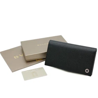 Pre-owned Bvlgari Black Blue Leather Wallet (bi-fold) () In Multi