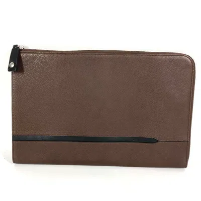 Pre-owned Bvlgari Black Brown Leather Clutch Bag () In Black, Brown
