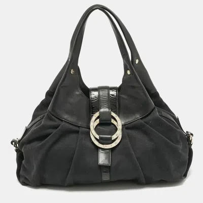 Pre-owned Bvlgari Black Canvas And Leather Chandra Hobo