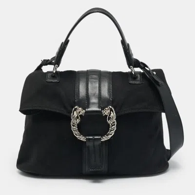 Pre-owned Bvlgari Black Canvas And Leather Leoni Shoulder Bag