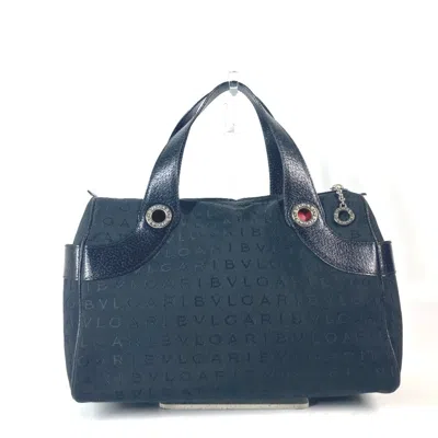 Pre-owned Bvlgari Black Canvas Leather Boston Bag Handbag ()