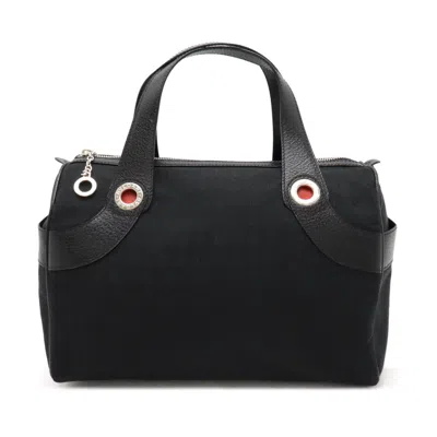 Pre-owned Bvlgari Black Canvas Leather Handbag Tote Bag ()