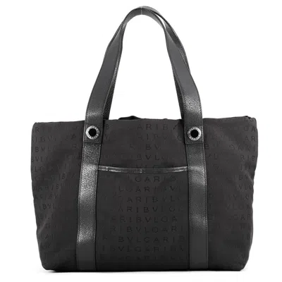Pre-owned Bvlgari Black Canvas Leather Handbag Tote Bag ()