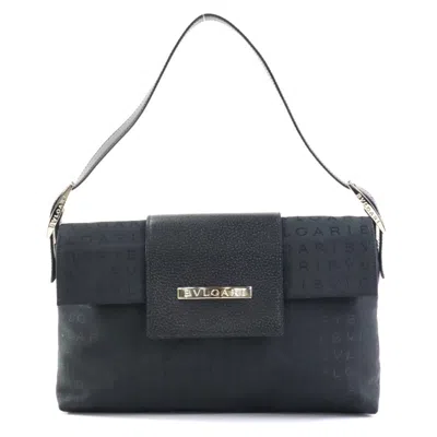 Pre-owned Bvlgari Black Canvas Leather Shoulder Bag ()