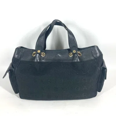 Pre-owned Bvlgari Black Canvas Leather Shoulder Bag Tote Bag ()