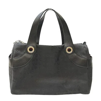 Pre-owned Bvlgari Black Canvas Leather Tote Bag ()