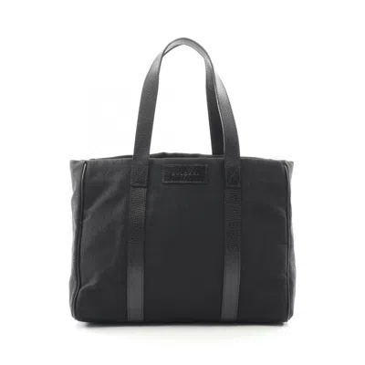 Pre-owned Bvlgari Black Canvas Leather Tote Bag ()