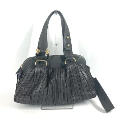 Pre-owned Bvlgari Black Dark Brown Leather Shoulder Bag Tote Bag () In Multi