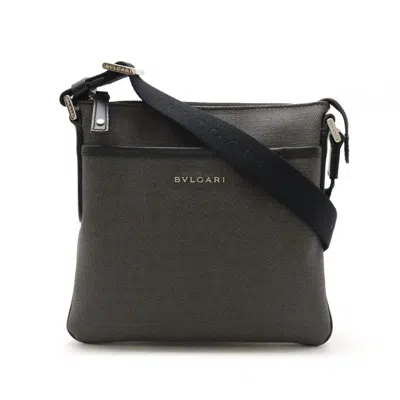 Pre-owned Bvlgari Black Dark Gray Pvc Leather Shoulder Bag ()