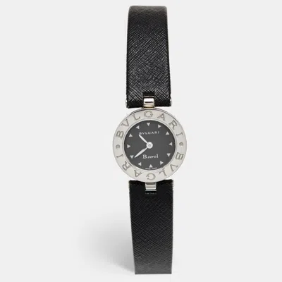 Pre-owned Bvlgari Black Dial Stainless Steel Leather B.zero1 Bz 22 S Women's Wristwatch 22 Mm