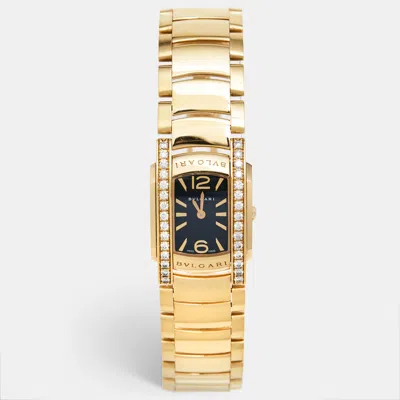 Pre-owned Bvlgari Black Diamond 18k Rose Gold Assioma Aap31bgd1g Women's Wristwatch 31 Mm
