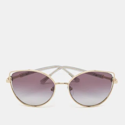 Pre-owned Bvlgari Black Gold Tone Bv 6168 Cat Eye Sunglasses