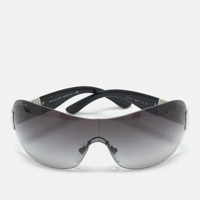 Pre-owned Bvlgari Black Gradient 6030-b Crystals Shield Sunglasses