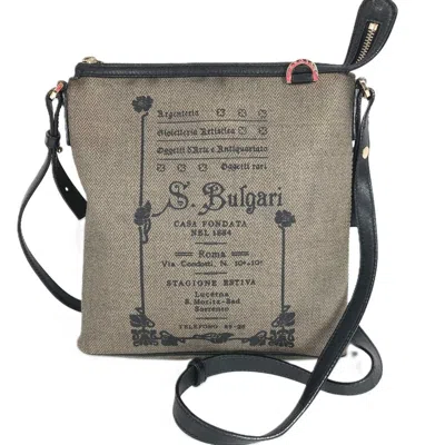 Pre-owned Bvlgari Black Gray Pvc Leather Pochette Shoulder Bag () In Black, Gray