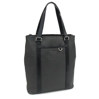Pre-owned Bvlgari Black Gray Pvc Leather Tote Bag ()