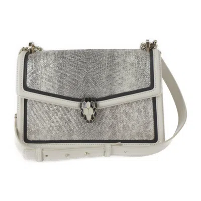 Pre-owned Bvlgari Black Ivory Silver Leather Shoulder Bag () In Black, Ivory, Silver