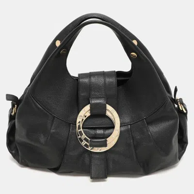 Pre-owned Bvlgari Black Leather Chandra Hobo