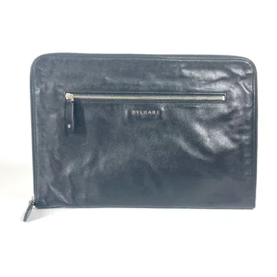 Pre-owned Bvlgari Black Leather Clutch Bag Pouch ()