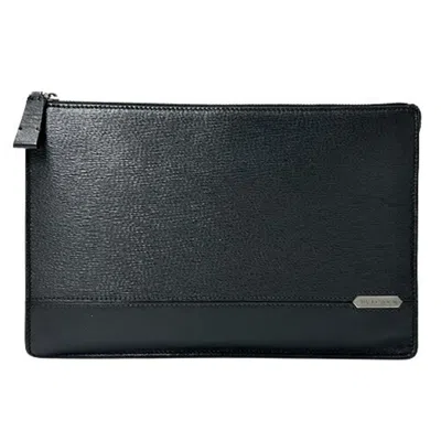 Pre-owned Bvlgari Black Leather Clutch Bag ()