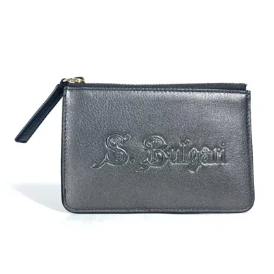 Pre-owned Bvlgari Black Leather Coin Purse/coin Case ()