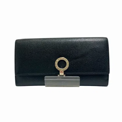 Pre-owned Bvlgari Black Leather Coin Purse/coin Case ()